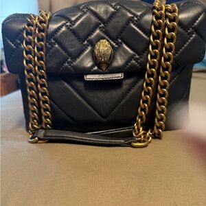Kurt Geiger Black Quilted Shoulder Bag with Gold Chains